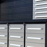 10' Workbench Cabinet with 30 Drawers, 2 Cabinets & Pegboard