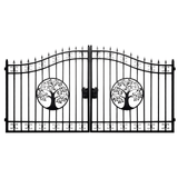 14' × 8' Steel Dual-Swing Driveway Gate with Deer Motif – Black