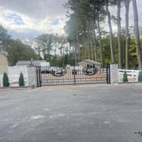 20' × 8' Steel Dual-Swing Driveway Gate with Deer Motif – Black