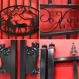 14' × 8' Steel Dual-Swing Driveway Gate with Deer Motif – Black