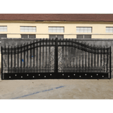 14' × 8' Steel Dual-Swing Driveway Gate with Deer Motif – Black