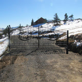 14' × 8' Steel Dual-Swing Driveway Gate with Deer Motif – Black