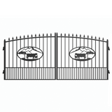 14' × 8' Steel Dual-Swing Driveway Gate with Deer Motif – Black