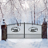 14' × 8' Steel Dual-Swing Driveway Gate with Deer Motif – Black
