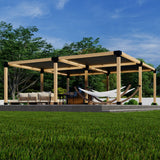 Zen DIY Freestanding Pergola Kit with Four Shade Canopies – Up to 24' × 24'