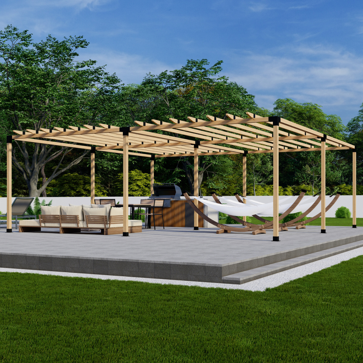 Zen DIY Freestanding Pergola Bracket Kit with Traditional Roof Rafters – Up to 24' × 24'