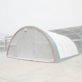 White 300 GSM PE End Panel with Roll-Up Door for 30' × 15' Dome Shelters
