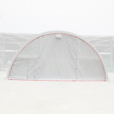White 300 GSM PE End Panel with Roll-Up Door for 30' × 15' Dome Shelters
