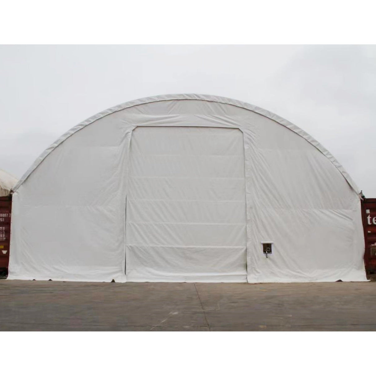 Gold Mountain Front Cover with Winch Door for 40' × 40' × 11' Shipping-Container Canopy Shelter