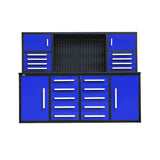 7' Heavy-Duty Garage Workbench Cabinet with 18 Drawers, 4 Cabinets & Pegboard