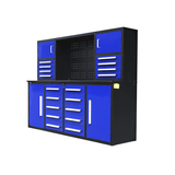 7' Heavy-Duty Garage Workbench Cabinet with 18 Drawers, 4 Cabinets & Pegboard