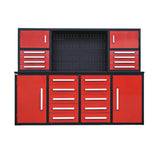 7' Heavy-Duty Garage Workbench Cabinet with 18 Drawers, 4 Cabinets & Pegboard