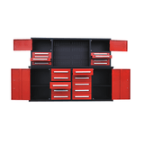 7' Heavy-Duty Garage Workbench Cabinet with 18 Drawers, 4 Cabinets & Pegboard