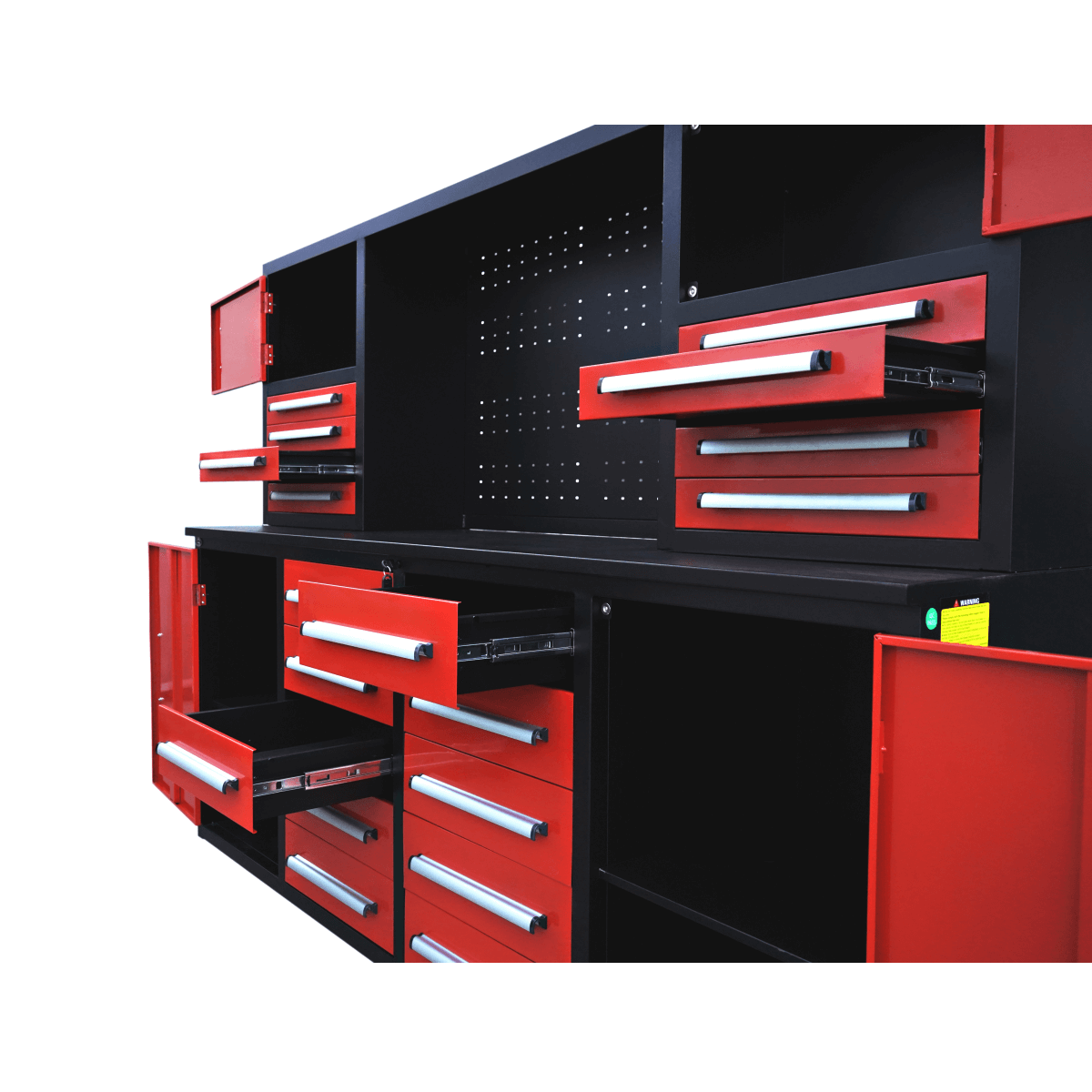 7' Heavy-Duty Garage Workbench Cabinet with 18 Drawers, 4 Cabinets & Pegboard