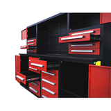 7' Heavy-Duty Garage Workbench Cabinet with 18 Drawers, 4 Cabinets & Pegboard