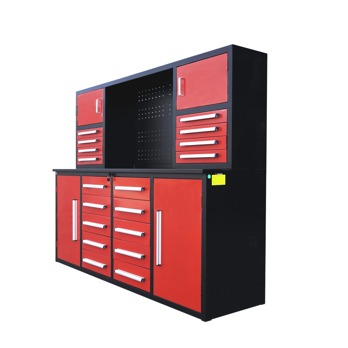 7' Heavy-Duty Garage Workbench Cabinet with 18 Drawers, 4 Cabinets & Pegboard