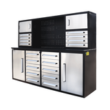 7' Heavy-Duty Garage Workbench Cabinet with 18 Drawers, 4 Cabinets & Pegboard