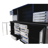7' Heavy-Duty Garage Workbench Cabinet with 18 Drawers, 4 Cabinets & Pegboard