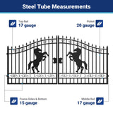 14' × 8' Galvanized-Steel Dual-Swing Driveway Gate with Horse Design