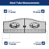 20' × 8' Steel Dual-Swing Driveway Gate with Deer Motif – Black