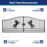 20' × 8' Steel Dual-Swing Driveway Gate with Deer Motif – Black