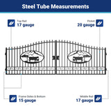 20' × 8' Steel Dual-Swing Driveway Gate with Deer Motif – Black