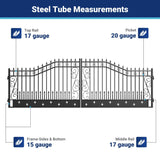 20' × 8' Steel Dual-Swing Driveway Gate with Deer Motif – Black