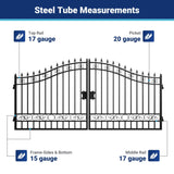 14' × 8' Steel Dual-Swing Driveway Gate with Deer Motif – Black
