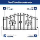 14' × 8' Steel Dual-Swing Driveway Gate with Deer Motif – Black