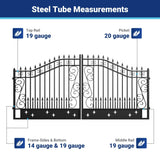 14' × 8' Steel Dual-Swing Driveway Gate with Deer Motif – Black
