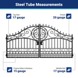 14' × 8' European-Style Galvanized-Steel Dual-Swing Driveway Gate