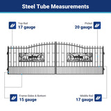 18.7' × 7.1' Powder-Coated Dual-Swing Driveway Gate with Deer Design