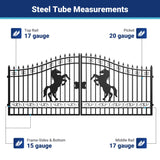 16' × 7' Steel Dual-Swing Driveway Gate with Horse Design