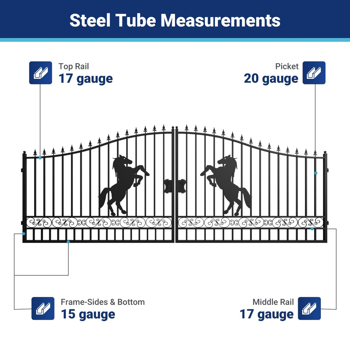 18' × 8' Heavy-Duty Steel Dual-Swing Driveway Gate