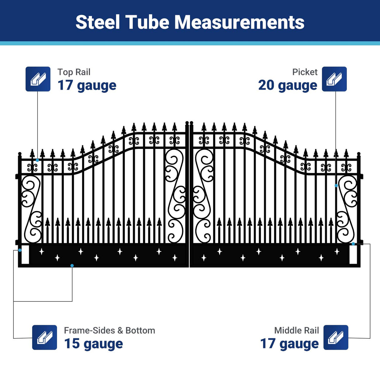18' × 8' Heavy-Duty Steel Dual-Swing Driveway Gate