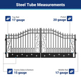 16' × 8' Hot-Dip Galvanized-Steel Dual-Swing Driveway Gate with Star Pattern