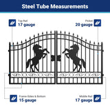 12' × 8' Horse-Pattern Galvanized-Steel Dual-Swing Driveway Gate