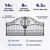 14' × 8' European-Style Galvanized-Steel Dual-Swing Driveway Gate