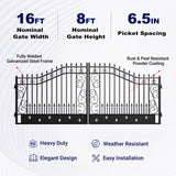 16' × 8' Hot-Dip Galvanized-Steel Dual-Swing Driveway Gate with Star Pattern