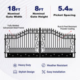 18' × 8' Heavy-Duty Steel Dual-Swing Driveway Gate