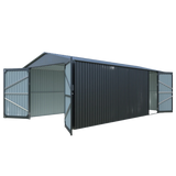 10' × 20' Plus Metal Garage Shed with Double Front Doors & Side Entry