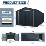 10' × 20' Plus Metal Garage Shed with Double Front Doors & Side Entry