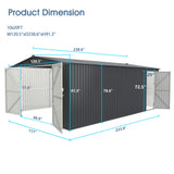 10' × 20' Galvanized-Steel Storage Shed with Double Front Doors & Side Entry