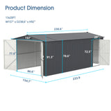 13' × 20' Galvanized-Steel Storage Shed with Double Front Doors & Side Entry