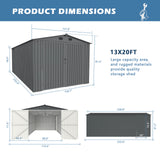 13' × 20' Galvanized-Steel Storage Shed with Double Front Doors & Side Entry