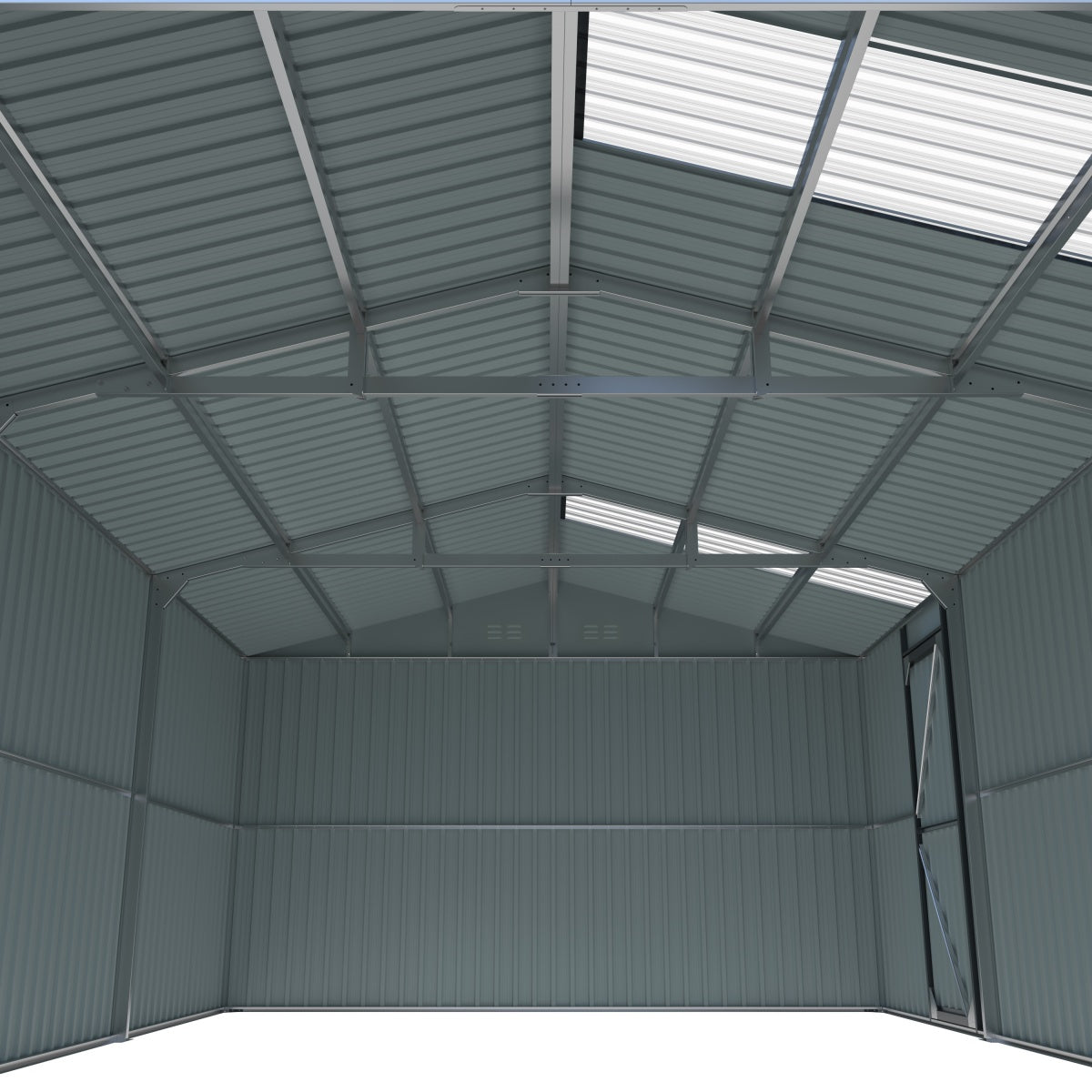 10' × 20' Plus Metal Garage Shed with Double Front Doors & Side Entry