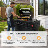 85" Outdoor Kitchen with 4-Burner Grill, Compact Refrigerator & Sink – Black