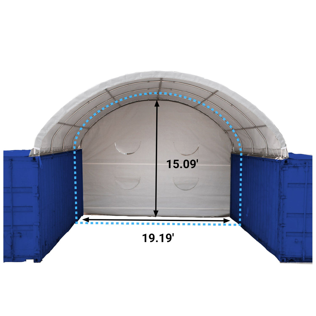 White 300 GSM PE Rear Panel Kit for 20'-Wide Container Shelters