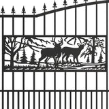 18.7' × 7.1' Powder-Coated Dual-Swing Driveway Gate with Deer Design