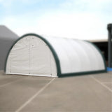 White 300 GSM PE Front and Rear Panel Kit with Zipper Door for 20' × 12' Single-Truss Shelters
